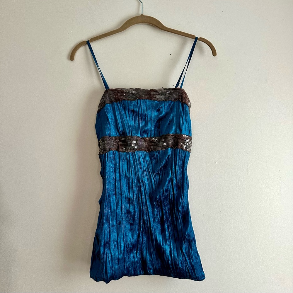 moa moa Y2K Crushed Velvet Sequin Tank Top